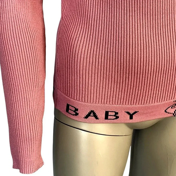 Baby Phat Love Star Long Sleeve Crewneck Rib Knit Sweater Pullover Size 1X Pink - Picture 5 of 16